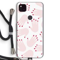 Hands pink: Pixel 4a 5G Transparant Hoesje met koord