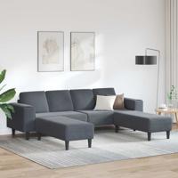 Bankstel 3 pcs Donkergrijs Fluweel