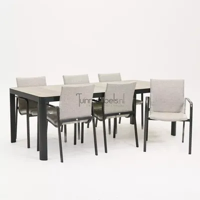 Tuinstoel Anzio dining Soft Grey met Castilla negro 220 x 100 cm
