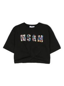 MSGM Kids t-shirt crop à logo imprimé - Noir