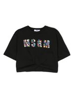 MSGM Kids t-shirt crop à logo imprimé - Noir - thumbnail