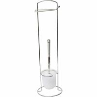 Toiletborstel met toiletrolhouder - vrijstaand - wit/zilver- metaal - 58 cm