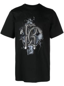 Roberto Cavalli t-shirt à imprimé Mirror Snake - Noir