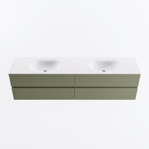 MONDIAZ VICA 190cm badmeubel onderkast Army 4 lades. Wastafel MOON dubbel 2 kraangaten, kleur Talc.