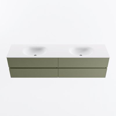 MONDIAZ VICA 190cm badmeubel onderkast Army 4 lades. Wastafel MOON dubbel 2 kraangaten, kleur Talc.