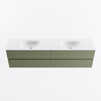 MONDIAZ VICA 190cm badmeubel onderkast Army 4 lades. Wastafel MOON dubbel 2 kraangaten, kleur Talc.