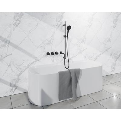 Fortifura Nebbio Badcombinatie-set - thermostaatkraan - inbouwdeel - glijstang - gladde doucheslang - ronde handdouche - uitbreiding inbouwdeel - uitloop - mat zwart SW1183065 SW1111528 SW706210 SW496816 SW1183076 SW
