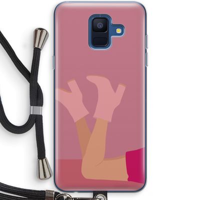 Pink boots: Samsung Galaxy A6 (2018) Transparant Hoesje met koord