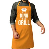 Vaderdag cadeau schort - king of the grill - oranje - keukenschort - heren - verjaardag