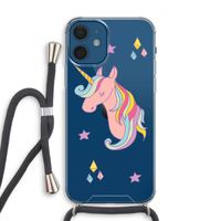 Roze eenhoorn: iPhone 12 Transparant Hoesje met koord