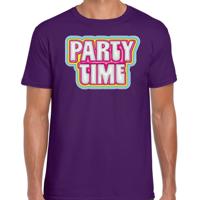 Verkleed T-shirt voor heren - party time - paars - foute party - carnaval/themafeest - thumbnail