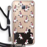 Eenhoorns overal: Samsung Galaxy J3 (2016) Transparant Hoesje met koord