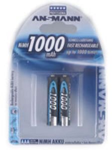 Ansmann Blister 2 X Accu, AAA, 1000mAh AAA / HR03 Nikkel-Metaalhydride (NiMH)