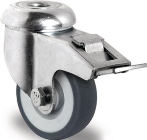 Promat Zwenkwiel met totale rem van | Wiel-Ø 100 mm | draagvermogen 100 kg | met achtergat 11 mm glijlager | rubber grijs - 3000276063 3000276063