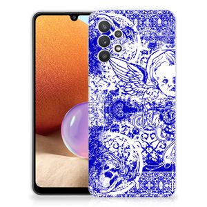 Silicone Back Case Samsung Galaxy A32 4G | A32 5G Enterprise Editie Angel Skull Blauw