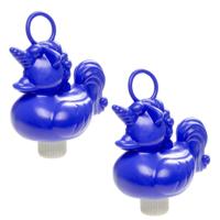 Duckiez eenhoorn badeendje badspeelgoed - 6x - blauw - 15 x 7 cm - Met oogje voor het hengelspel