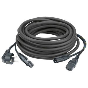 DAP Audio Power/Signaal kabel Schuko male - IEC female & XLR female - XLR male, 15 meter (zwart)