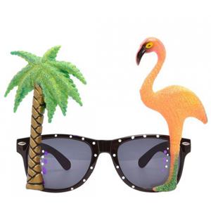 Tropische carnaval verkleed party bril met flamingo en palmboom - Hawaii thema feestbrillen