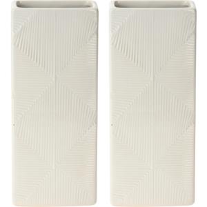 Waterverdamper radiator - 2x - wit - met relief - kunststeen - 18 cm - luchtbevochtiger