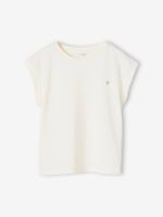Effen Basics meisjesshirt met korte mouwen ecru - thumbnail