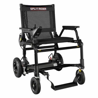 Splitrider Black Edition Elektrische opvouwbare rolstoel - 12 Kg | Met magneet connector | Geschikt voor vliegtuig | Joystick bediening | E-AS0004