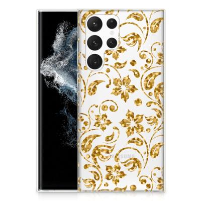 Samsung Galaxy S22 Ultra | TPU Case | Gouden Bloemen Samsung Galaxy S22 Ultra | TPU Case | Gouden Bloemen