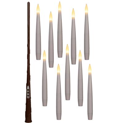Zwevende LED kaarsen - 10x stuks - wit - 15 cm - magische toverstaf - afstandsbediening