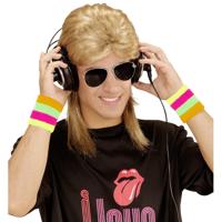 Widmann Verkleed zweetbandje pols - Neon eighties kleuren - foute 80s/90s party