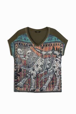 Oriëntaals wijd T-shirt - GREEN - L