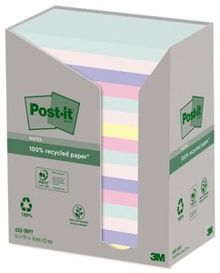 Post-it recycled notes Nature, 100 vel, ft 76 x 127 mm, pak van 16 blokken, geassorteerde kleuren