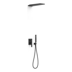 Regendouche set Tres Slim | Inbouw | Mengkraan | 2-weg | Vierkant | Zwart mat