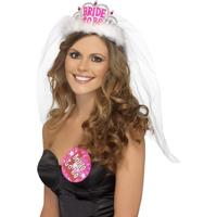 Bride To Be tiara met sluier - vrijgezellenfeest kroontje - dames - pre huwelijk