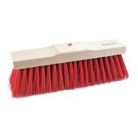 Straatbezemkop Vulla - met rode synthetische haren - 42 cm - extra vol - schoonmaken - bezems