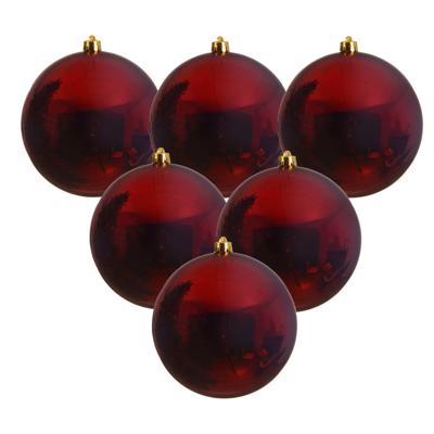 Decoris Kerstbal - 6x - donkerrood - groot - 20 cm - kunststof - glans