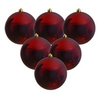 Decoris Kerstbal - 6x - donkerrood - groot - 20 cm - kunststof - glans
