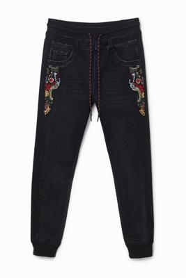 Denim joggingbroek enkelmodel - BLUE - L