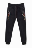 Denim joggingbroek enkelmodel - BLUE - XS