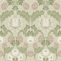 Dutch Wallcoverings Hidden Tr2 -Myrtle Grn/White/Pink - Groen/Wit/Roze