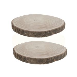 2x stuks woondecoratie houten boomschijf plateaus 40 x 4 cm