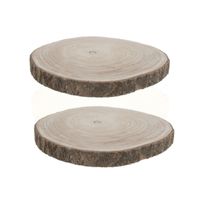 2x stuks woondecoratie houten boomschijf plateaus 40 x 4 cm - thumbnail