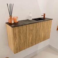Toiletmeubel Mondiaz Joya Dlux | 80 cm | Meubelkleur Oak | Faye wastafel Lava Wasbak Rechts | 1 kraangat