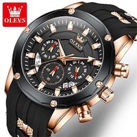 OLEVS Heren Quartz horloges Voor buiten Sportief Modieus Polshorloge Lichtgevend Kalender Chronograaf WATERDICHT Silicagel Horloge Lightinthebox