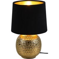 LED Tafellamp - Trion Sofia - E14 Fitting - Rond - Mat Zwart/Goud - Keramiek - thumbnail