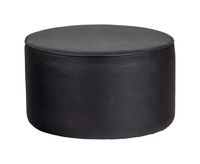 WOOOD Poef 'Sara' Laag, PU, kleur Zwart