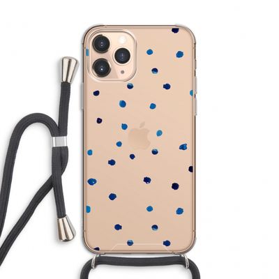Blauwe stippen: iPhone 11 Pro Transparant Hoesje met koord