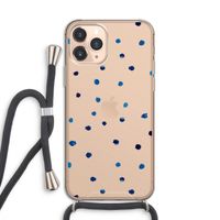 Blauwe stippen: iPhone 11 Pro Transparant Hoesje met koord