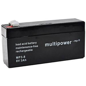 multipower PB-8-3 Loodaccu 8 V 3.2 Ah Loodvlies (AGM) (b x h x d) 134 x 69 x 36.5 mm Kabelschoen 4.8 mm Onderhoudsvrij, Geringe zelfontlading