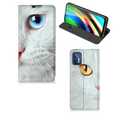 Motorola Moto G9 Plus | Hoesje maken | Witte Kat