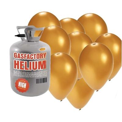 Helium tank met 50 gouden ballonnen - Goudkleurig - Heliumgas - met ballonnen voor een thema feest Helium tank met 50 gouden ballonnen - Goudkleurig - Heliumgas - met ballonnen voor een thema feest