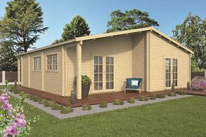 Tuindeco Tullow Blokhut 464x954 cm 70 mm vuren blank- Zadeldak- Onbehandeld vurenhout- Tuindeco
